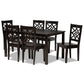 Nicolette Dining Set Modern and Contemporary Dark Brown Finished Wood 7-Piece