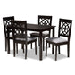 Renaud Dining Set Modern Contemporary Grey Fabric Upholstered Espresso Brown Finished 5-Piece Wood