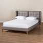 Gretchen Platform Bed - Modern and Contemporary Grey Fabric Upholstered with Walnut Brown Finished Wood