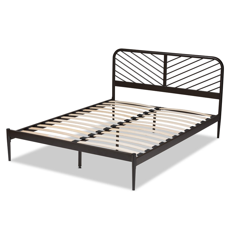 Dora Queen Size Platform Bed - Modern Industrial Design with Black Metal Frame