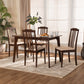 Clarissa Dining Set Mid-Century Modern 5-Piece Cream Fabric and Dark Brown Wood Furniture for Stylish Dining Rooms