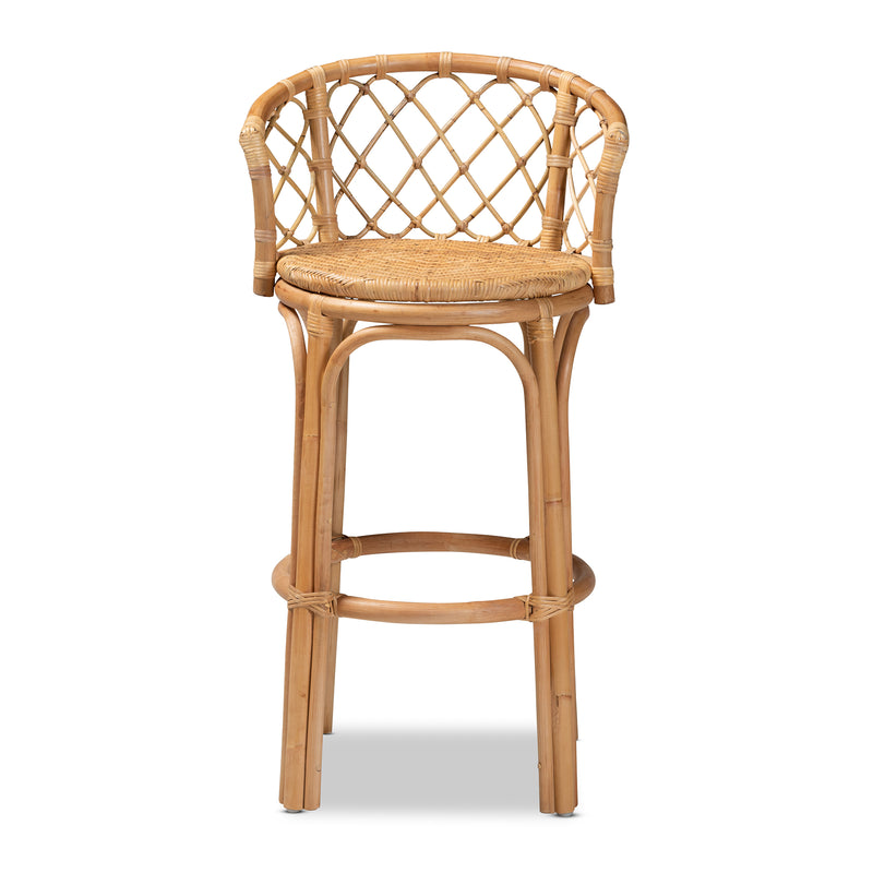 Orchard Bohemian Rattan Bar Stool in Natural Brown - Stylish Seating for Home Bars and Kitchens