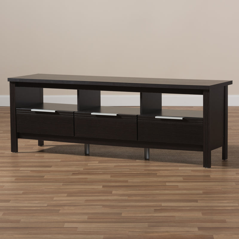 Elaine TV Stand - Modern Wenge Brown Entertainment Center with Storage Solutions for Your Living Room