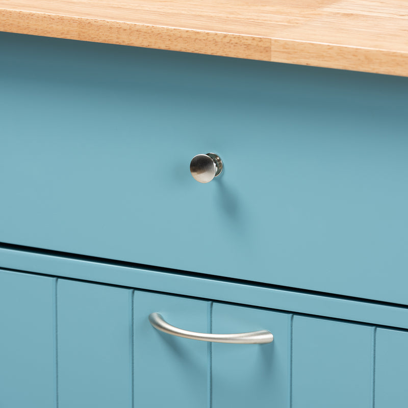 Liona Kitchen Storage Cart Modern Sky Blue Finished Wood with Ample Storage Space and Versatile Design for Your Home