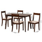 Carola Dining Set Mid-Century Modern Cream Fabric and Dark Brown Finished Wood 5-Piece