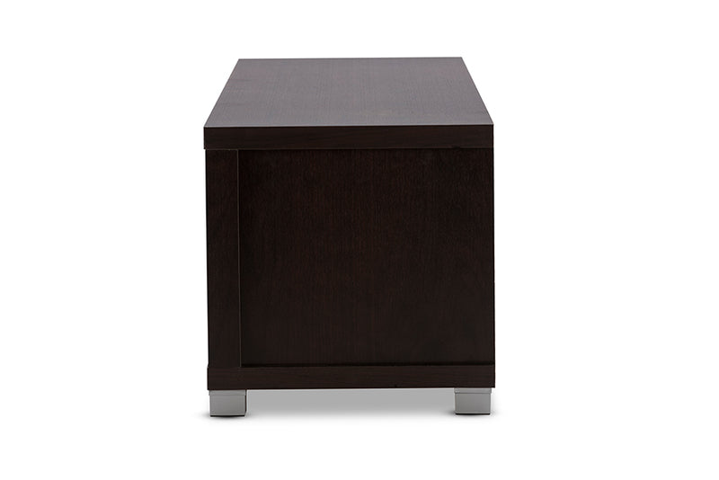 Gerhardine TV Cabinet Dark Brown Wood 63-Inch with 3 Drawers