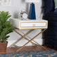 Lilibet End Table Modern Glam Luxe Design White Finished Wood Gold Metal 1 Drawer for Stylish Storage