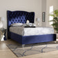 Hanne Glam and Luxe Wingback Bed - Purple Blue Velvet Fabric