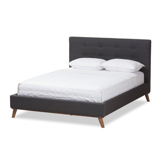 Valencia Platform Bed - Mid-Century Modern Dark Grey Fabric