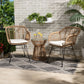 Giorgia Patio Set Modern 3-Piece Outdoor Furniture in Beige Fabric Upholstery and Brown Synthetic Rattan