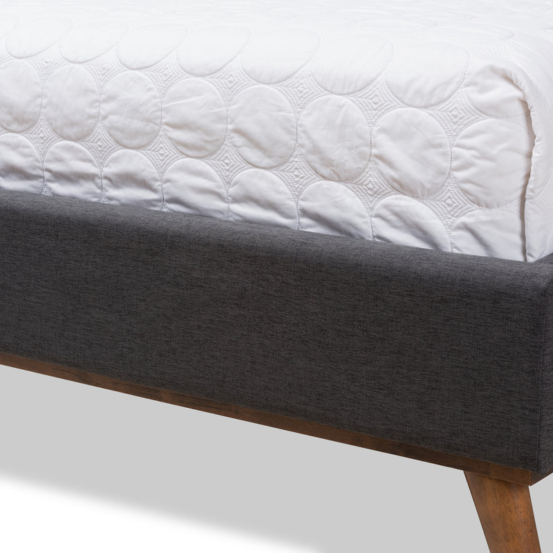 Valencia Platform Bed - Mid-Century Modern Dark Grey Fabric