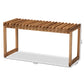 Kaleb Rustic Mid-Century Modern Bench - Oak Brown Wood Seating for Entryway, Living Room, or Bedroom Decor