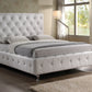 Stella King Size Modern Bed with Upholstered Headboard and Crystal Tufting in White