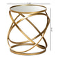 Desma Glam Luxe End Table with Gold Finished Metal and Mirrored Glass for Elegant Living Spaces