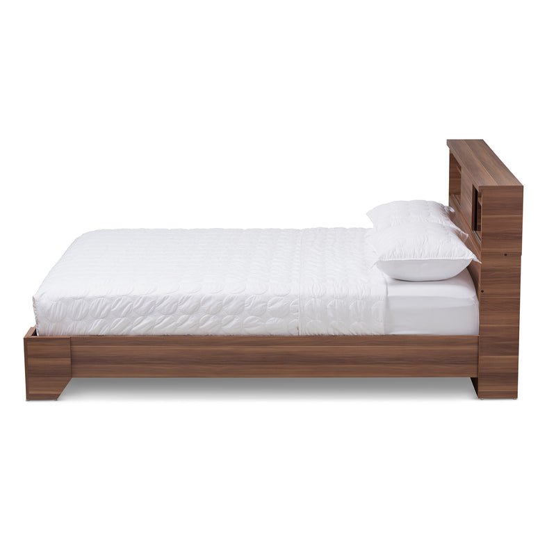 Vanda Queen Size Platform Bed - Modern Two-Tone Walnut and Black Wood Design for Stylish Bedrooms