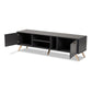 Kelson Modern TV Stand Contemporary Dark Grey and Gold Finished Wood Entertainment Center for Living Room