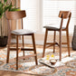 Cameron Modern and Contemporary Transitional Grey Fabric Upholstered and Walnut Brown Finished Wood 2-Piece Counter Stool Set