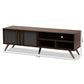 Naoki TV Stand Modern Two-Tone Grey and Walnut Finished Wood 2-Door Entertainment Center for Living Room