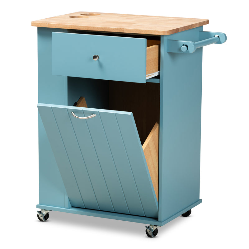 Liona Kitchen Storage Cart Modern Sky Blue Finished Wood with Ample Storage Space and Versatile Design for Your Home