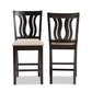 Fenton Counter Stool Set - Modern Transitional Design with Sand Fabric Upholstery and Dark Brown Wood, 2-Piece Set for Kitchen or Bar