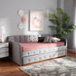 Jona Daybed - Modern and Contemporary Transitional Grey Velvet Fabric Upholstered with Button Tufting and Trundle