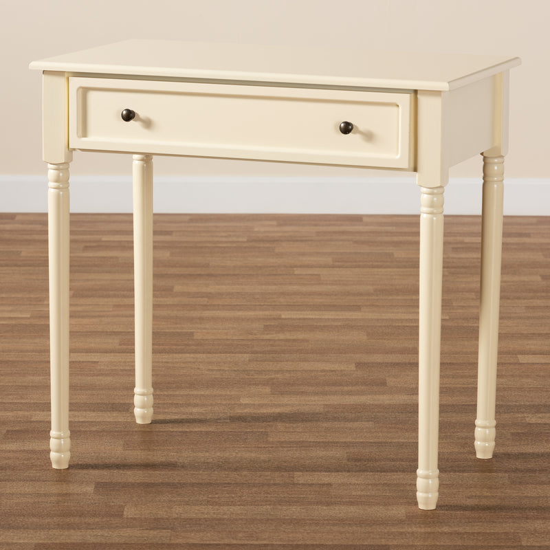 Mahler Classic Console Table White Finished Wood with 1 Drawer for Living Room or Entryway Storage