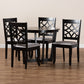 Tricia Dining Set Modern and Contemporary Grey Fabric Upholstered Dark Brown Finished Wood 5-Piece