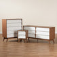 Hildon Mid-Century Modern 3-Piece Storage Set in Two-Tone White and Walnut Finished Wood for Stylish Organization and Décor