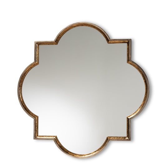 Tiana Quatrefoil Accent Wall Mirror in Vintage Antique Bronze and Gold Finish - Elegant Decorative Home Décor Mirror