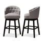 Theron Bar Stool Set of 2 Gray Fabric Upholstered Wood Transitional