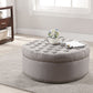 Iglehart Ottoman Beige Linen Modern Tufted