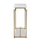 Renzo Console Table Modern Contemporary Design Brushed Gold Metal Frame Faux Marble Top