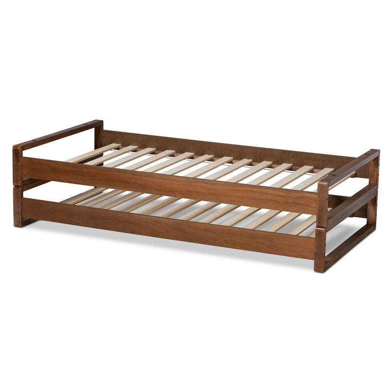 Klara Expandable Twin to King Size Bed Frame in Modern Walnut Finish