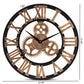 Randolph Wall Clock - Industrial Vintage Style with Black and Distressed Brown Wood Design