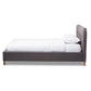 Germaine King Size Platform Bed - Mid-Century Modern Dark Grey Fabric with Grid Tufting for Stylish Bedroom Decor