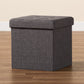 Palmer Storage Ottoman Modern Dark Grey Fabric Upholstered Wood Design with Hidden Storage Compartment