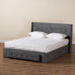 Noella Queen Size Platform Storage Bed - Modern Grey Velvet Upholstered Design with 1 Drawer for Extra Storage