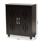 Renley Shoe Storage Cabinet Modern Black Finished Wood 2-Door Organizer for Entryway and Hallway