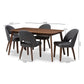 Wesley Dining Set Mid-Century Modern Dark Grey Fabric Upholstered Walnut Finished Wood 5-Piece