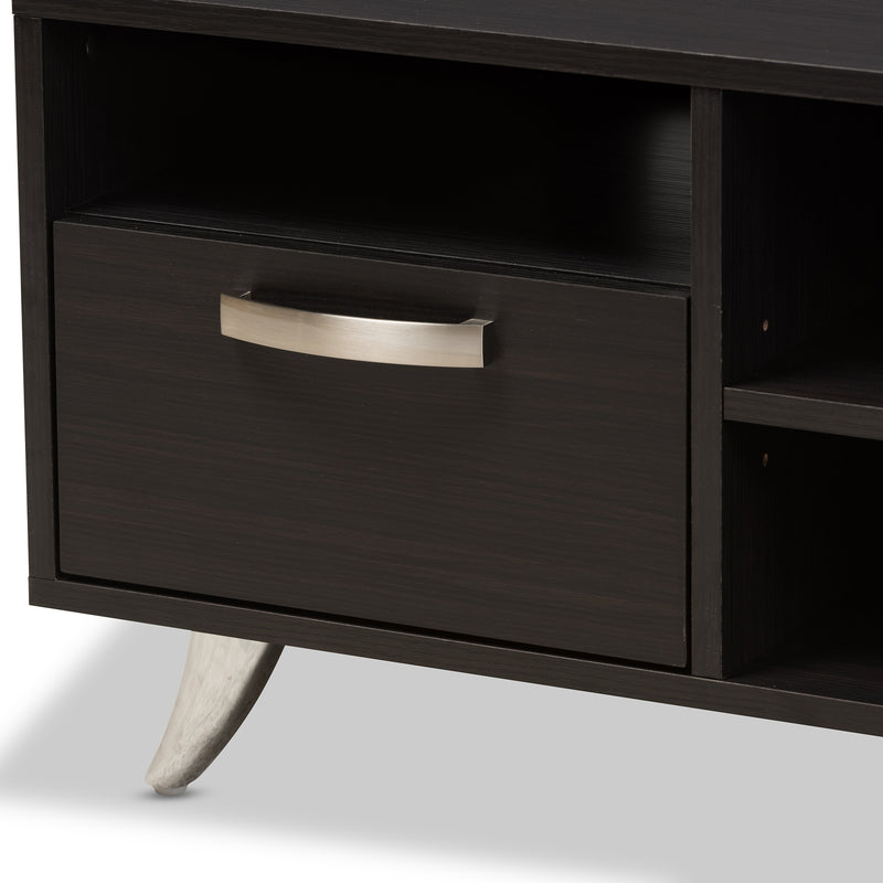 Warwick TV Stand Modern Espresso Brown Finished Wood Entertainment Center with Storage for Living Room