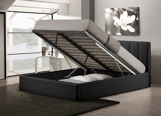 Templemore Black Leather Contemporary Bed