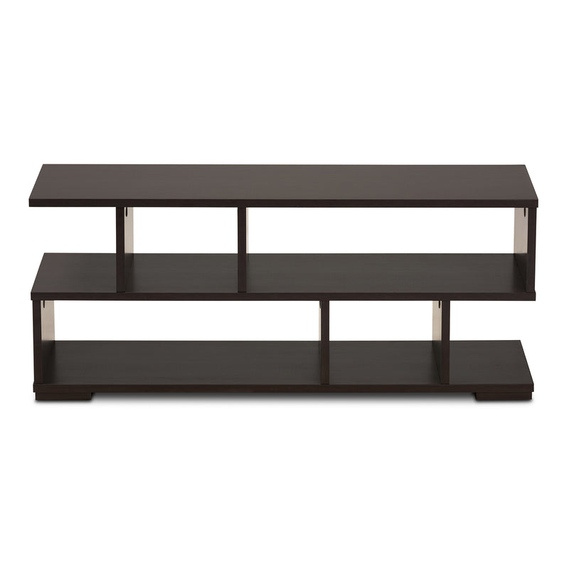 Arne TV Stand Modern Dark Brown Finished Wood Entertainment Center for Living Room Storage and Display