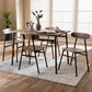 Darcia 5-Piece Dining Set with Rustic Brown Wood Finish and Matte Black Frame