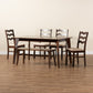 Amara Dining Set Mid-Century Modern 6-Piece Cream Fabric and Dark Brown Wood Collection for Stylish Dining Rooms