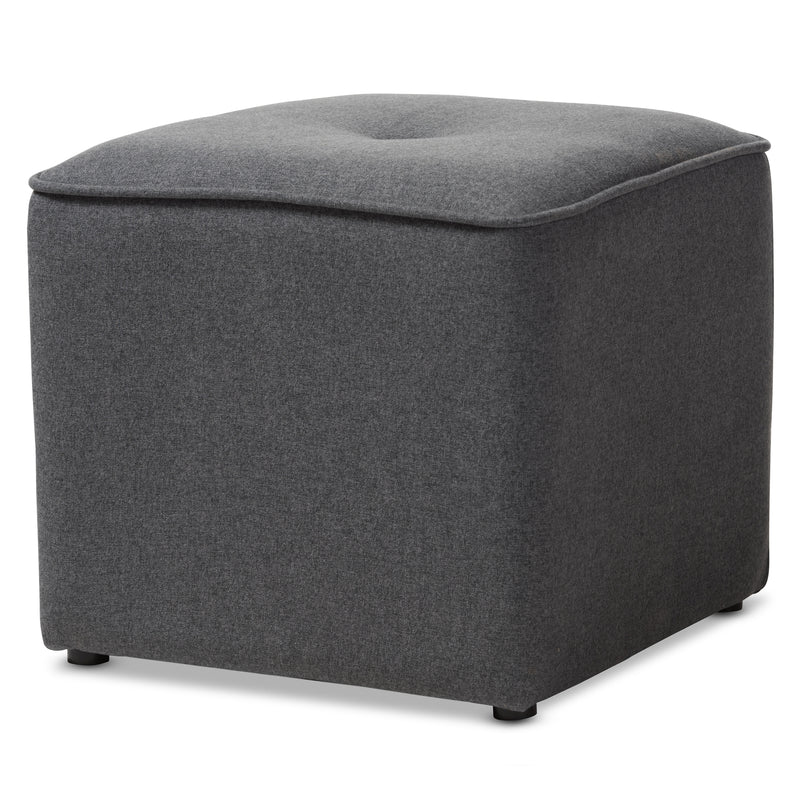 Corinne Ottoman Modern and Contemporary Dark Grey Fabric Upholstered