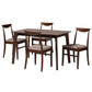 Delphina Dining Set Mid-Century Modern 5-Piece Collection with Warm Grey Fabric and Dark Brown Wood Finish