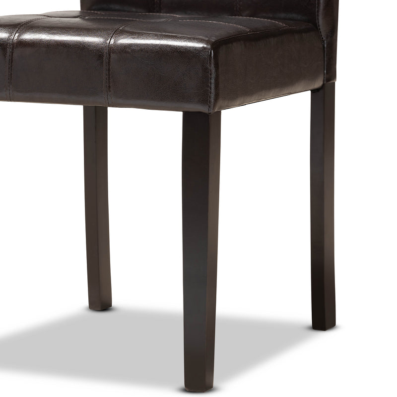 Marie 5-Piece Dining Set - Modern Dark Brown Faux Leather Chairs with Finished Wood Table