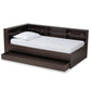 Faraday Twin Size Platform Storage Corner Bed in Dark Brown Finished Wood - Modern Design with Ample Storage Solutions