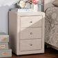 Tessa Nightstand - Modern and Contemporary Beige Fabric Upholstered 3-Drawer