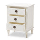 Venezia Nightstand French-Inspired Rustic Whitewash Wood 3-Drawer Storage Solution for Bedroom Decor